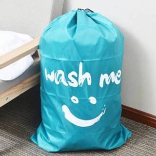 👉 Trekkoord blauw nylon active Home Quiltkleding Reizen Smile Face Pattern Arrange Storage Bag (Blue)
