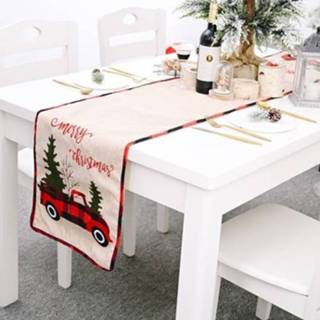 👉 Tafelkleed active mannen Kerstdecoratie Kerstboom Cartoon Auto Oude Man Tafelloper Vakantie Tafel Aankleden Levert