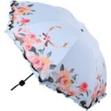 👉 Paraplu hemelsblauw vinyl active Creatieve lichtgewicht draagbare kanten drievoudige winddicht en zonnescherm opvouwbare zonnige (hemelsblauw)