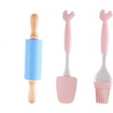 👉 Handvat siliconen plastic active 3 in 1 Bakset DIY Haan Schraper Barbecue Borstel Deegroller Set