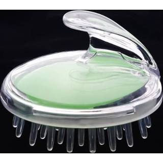 👉 Groen siliconen active Huishoudelijke hoofd Hand-held PVC-massageborstel (groen)