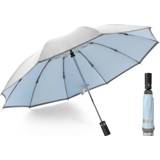 👉 Paraplu blauw titanium zilveren active Automatische omgekeerde drievoudige opvouwbare parasol voor buiten zonnescherm regen of (stil blauw)