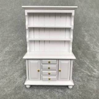 👉 Miniatuur wit houten active 1/12 Dollhouse meubels multifunctionele kast boekenkast (wit)