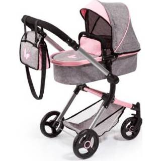 👉 Poppenwagen grijs roze meisjes Bayer Design Neo Vario combinatie grijs/roze, met vlinder 4003336184334
