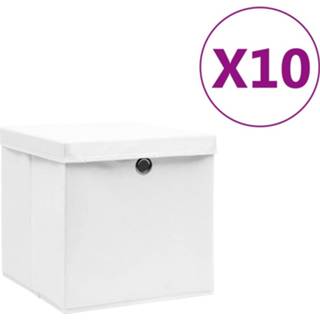 👉 Opbergboxen met deksels 10 st 28x28x28 cm wit