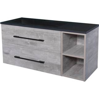 Badmeubel cemento zwarte Adema infinity 90x55x45cm met mat greep inclusief wastafel 75203625;75012925;7591034710121230