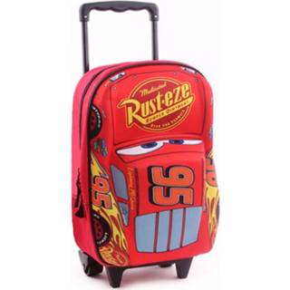 👉 Trolley polyester rood Kidzroom Rugzak Cars 3 Piston Cup 3D 8712645251458