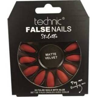 Stiletto rood Technic False Nails Matte Velvet Red 24 st 5021769201328