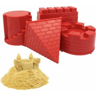 👉 Speelgoedkasteel zand rood active kinderen 4 STKS Educatief Speelgoed Kasteel Mallen Spelen Gereedschap (Rood)