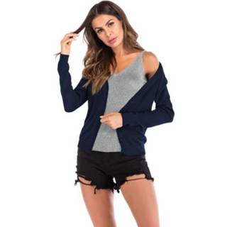 👉 Vest koningsblauw l active Pure kleur gebreid slank afslankende V-hals veelzijdige jas (kleur: maat: L)