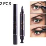 👉 Oogpotlood zwarte active 2 STUKS in 1 Waterdichte Dual Head Sneldrogende Eyeliner Seal Stamp Pen