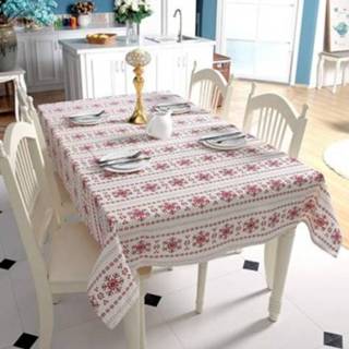 👉 Katoenen tafelkleed rood linnen textiel active Sneeuwvlokken Patroon Bruiloft Banket Wasbaar Textiel, Afmeting: 140x140cm (Grote Sneeuwvlok)