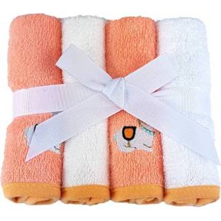 👉 Washandje oranje meisjes HÜTTE & CO Washandjes 4-pack orange 4002841019438