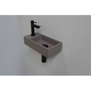 👉 Fontein INK Versus Fonteinpack Quartz Beton Inclusief Kraan Links Sifon En Plug 36x18x9 cm 8719304766834