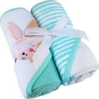 👉 Badhanddoek groen meisjes HÜTTE & CO met kap dubbel pak mint 4002844019428