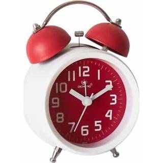 👉 Wekker rood leer active 6016 Simple Bell Kleine Studenten leren nachtkastklok met nachtlampje (rood)