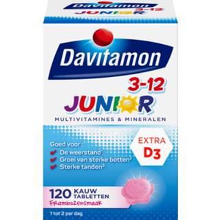 Voedingssupplementen gezondheid vitamines Davitamon Junior 3+ KauwVitamines Framboos 120st 8710537703641