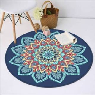 👉 Tapijt blauwe active mannen Ronde Woonkamer Interieur Slaapkamer Computer Stoel Garderobe Vloermat, Afmeting: 60cm diameter (Blauwe Mandala)