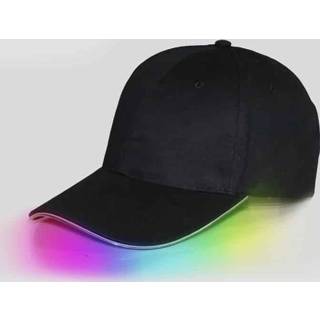 👉 Baseball cap zwart active LED Luminous Male Outdoor Fluorescent Sunhat, Style: Battery, Kleur: Black Hat Colorful Light