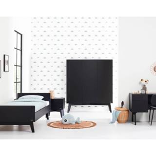 👉 Kidsmill Sixties Kinderkamer Zwart Mat | Bed 90 x 200 cm + Kast 2-Deurs