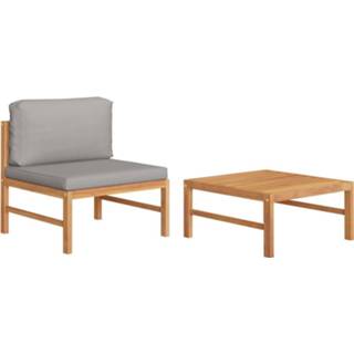 👉 Grijze teakhout active 2-delige Loungeset met donkergrijze kussens 8720286300220