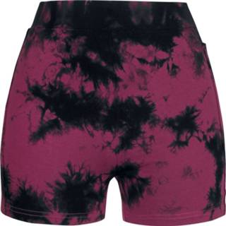 Korte broek zwart rood vrouwen s R.E.D. by EMP - Schwarz/Rote Batik Shorts mit seitlichem Häkeleinsatz 4064854178847
