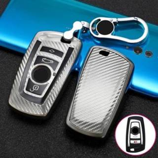 👉 Sleutelring zilver active Voor BMW Square 4-knops A-versie Auto TPU Sleutel Beschermhoes Sleutelhoes met (zilver)