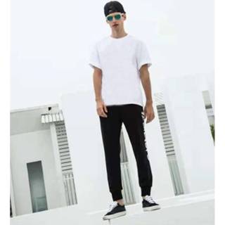 👉 Trainingsbroek zwart 42 active Eenvoudige casual bedrukte met kleine voetjes (kleur: zwart, maat: 42)