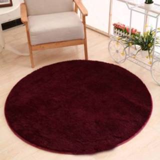 👉 Carpet rood antislip active kinderen KSolid Round Soft Fleece Mat Area Rug Kids Bedroom Deurmatten, Afmeting: Diameter: 120cm (Wine Red)