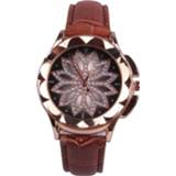 👉 Lederen band active MOK Casual lotus patroon wijzerplaat quartz horloge (koffie)