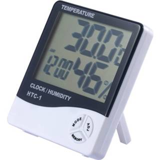 👉 Vochtigheidsmeter wit active 3,8 inch LCD digitale temperatuur- en met klok / kalender (HTC-2) (wit) 6922920759810