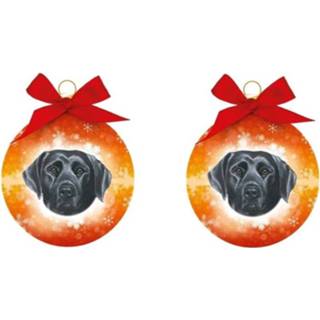 👉 Kerstbal zwarte 3x stuks kerstballen met Labrador 8 cm