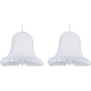 👉 Klok wit 3x stuks Kerst/bruiloft decoratie klokken 20 cm