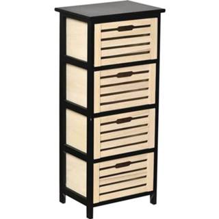 👉 Ladekast zwart MDF hout mannen Gebor - Zeer Mooie Met 4 Manden/laden 86x37x27cm Mdf/paulownia Naturel/zwart Opbergen 8720359705020