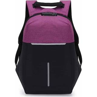 👉 Schooltas paars active Multifunctionele Oxford draagbare casual dubbele schouders rugzak tas met USB opladen (paars)