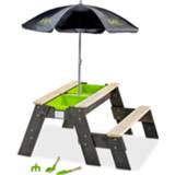 👉 Picknicktafel zand EXIT Aksent zand- water- en - 1 bankje met parasol tuingereedschap 8718469468911