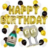 👉 Aluminiumfolie gouden active Verjaardagsfeestje Achtergronddecoratie Set Champagnefles Gelukkige Verjaardag Bal