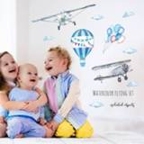 👉 Vliegtuig baby's kinderen Baby kamer handgeschilderde aquarel hete lucht ballon woonkamer veranda hoekhuis decoratie sticker 8733253511796