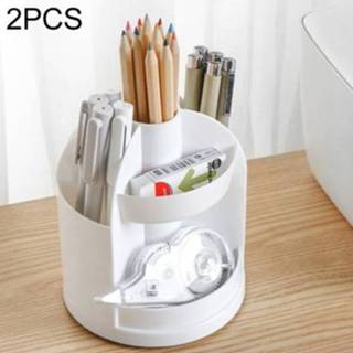 👉 Opbergdoos wit plastic active 2 STUKS multifunctionele roterende geschenkpennenhouder Office (wit)