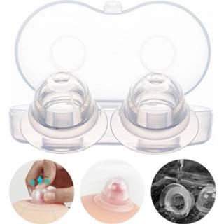 Silicone 1 Pair Nipple Corrector Soft Suckers Suction Breastfeeding Supplies with Clear Case for Inverted Shy Nipples