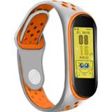 👉 Sportband grijs oranje Strap-it® Xiaomi Mi band 5 sport bandje (grijs/oranje) 7424937716743