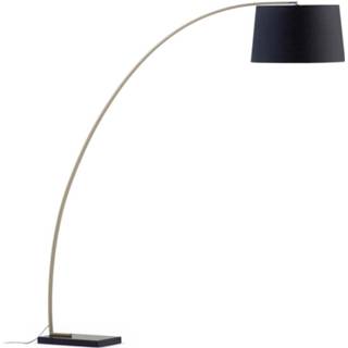 👉 Vloerlamp zwart goud stoffen kap Kave Home 'Juhe' kleur Zwart/Goud 8433840667423