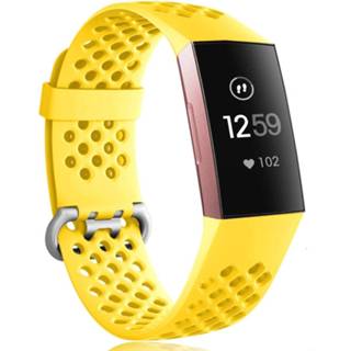 👉 Siliconen band geel Fitbit Charge 3 bandje met gaatjes (geel) 9507787826256