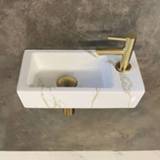 👉 Fontein Wiesbaden One Pack Mini-Rhea 36x18 cm rechts en Amador toiletkraan, Carrara 8720365812491