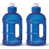 👉 Blauwe kunststof 2x bidon/drinkfles/waterflessen 1250 ml