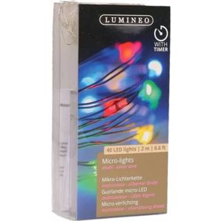 👉 Gekleurde lamp zilverdraad kunststof multikleur Timer Draadverlichting 40 Lampjes - 195 Cm 8719538130029