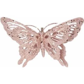 👉 Kerst boom active roze Kerstboom decoratie vlinder 15 cm