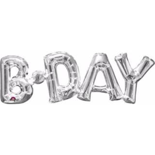 👉 Folieballon zilver zilverkleurig Amscan Bday 66 X 22 Cm 26635331029