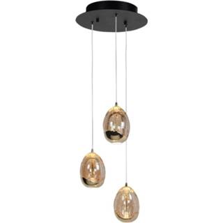 👉 Hanglamp zwart metaal Highlight Golden Egg 3 Lichts Ø 25 Cm Amber-zwart 8718379040078