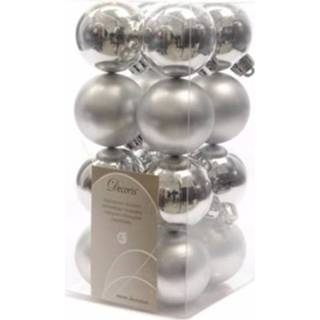 Kerstbal zilver kunststof active 16x kerstballen glanzend/mat 4 cm kerstboom versiering/decoratie